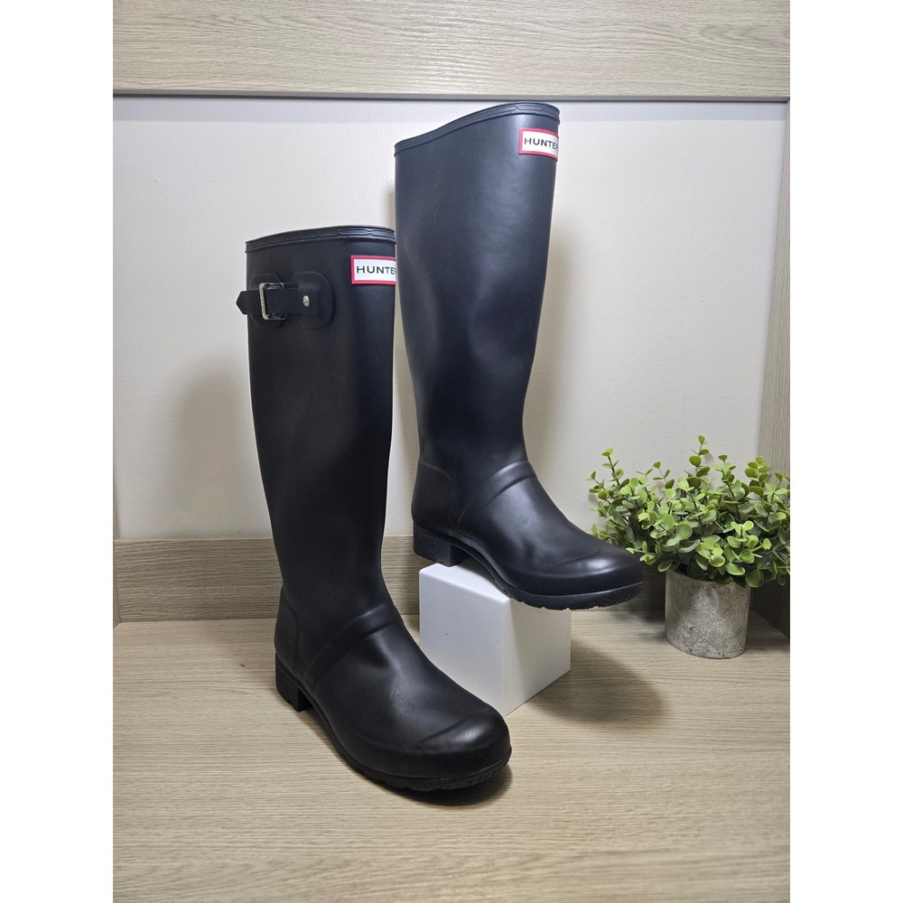 Hunter Original Tall Matte Black Waterproof Rain Boots Womens US 7 EU 38 UK 5